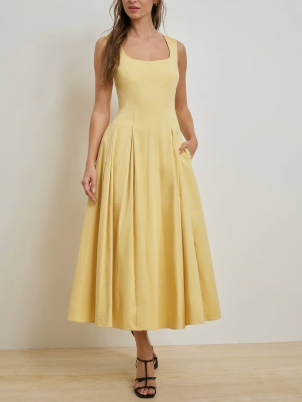 NWT Favorite Daughter The Muse Midi Dress Golden Light Yellow